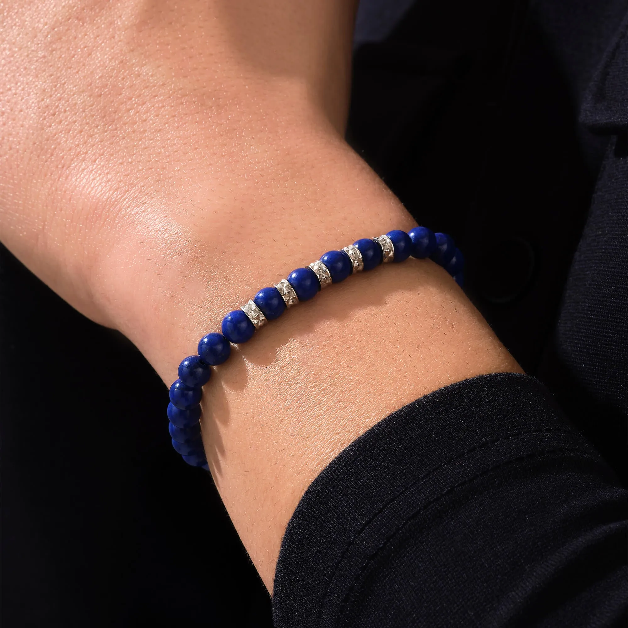 Minimal Pyramid Lapis Lazuli Beaded Bracelet
