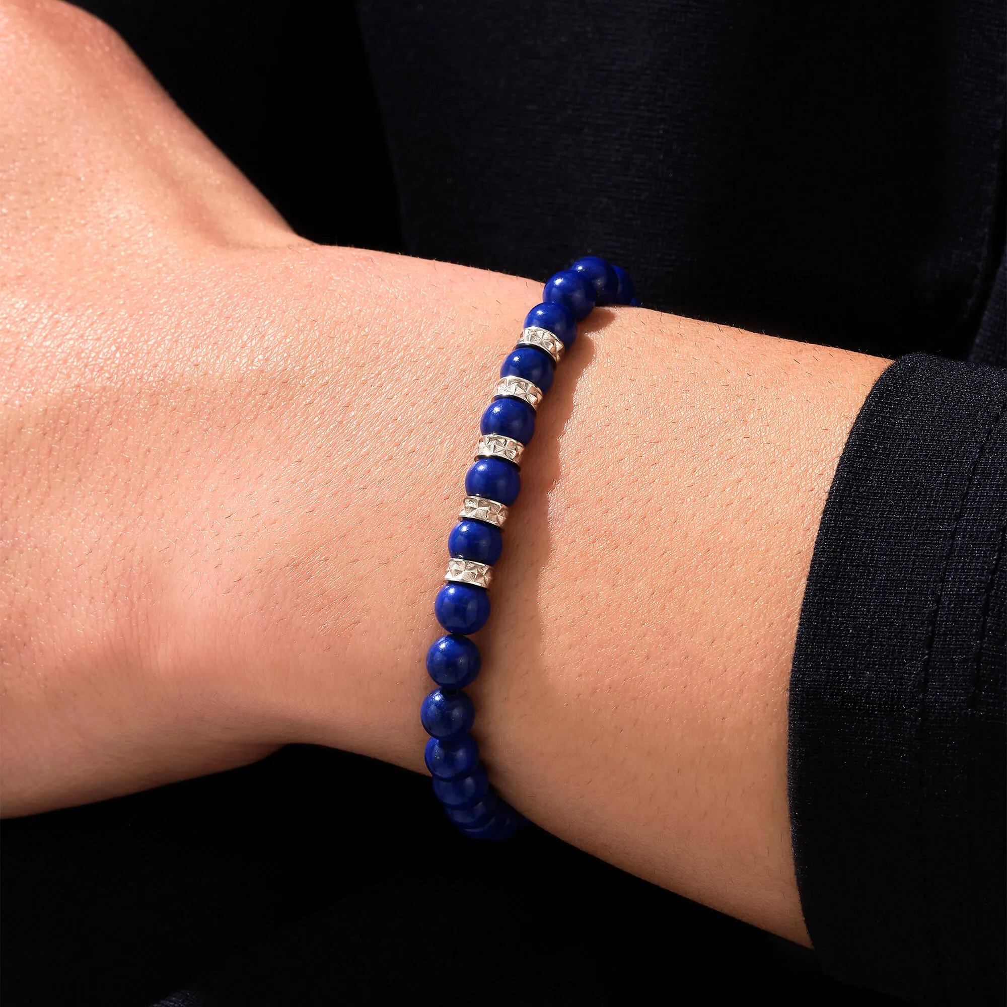 Minimal Pyramid Lapis Lazuli Beaded Bracelet
