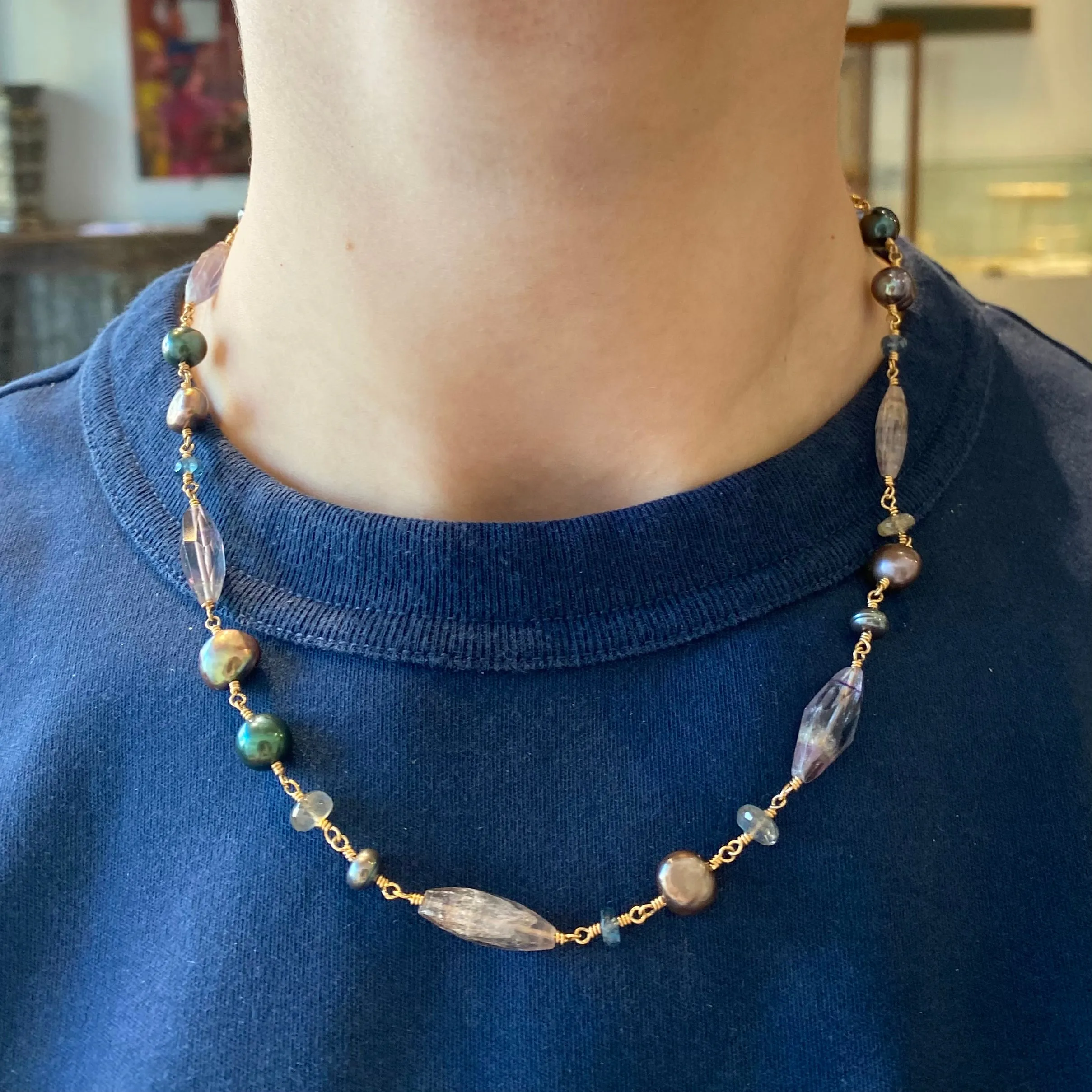 Mixed Gemstone & Pearl Necklace