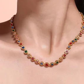 Multicolor Gemstone 18k Gold Necklace