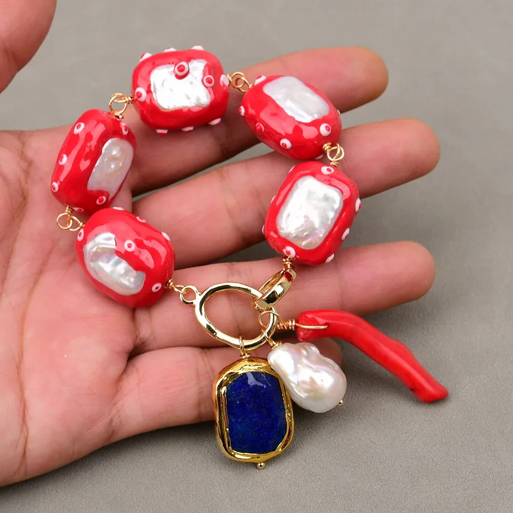 Natural White Keshi Pearl CZ Long Necklace