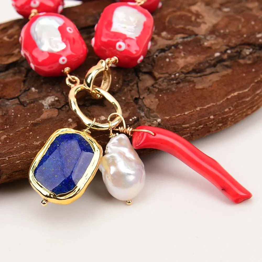 Natural White Keshi Pearl CZ Long Necklace