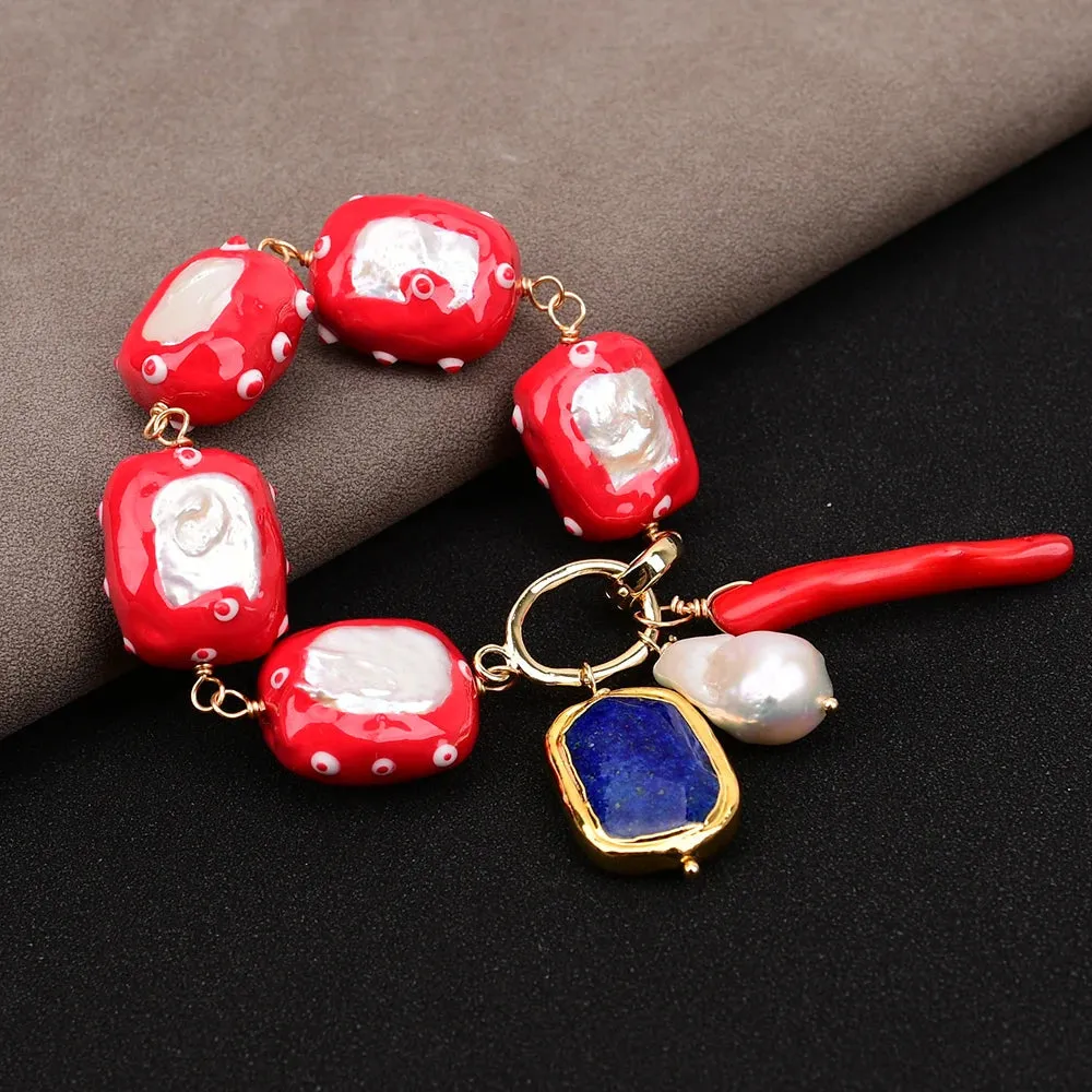 Natural White Keshi Pearl CZ Long Necklace