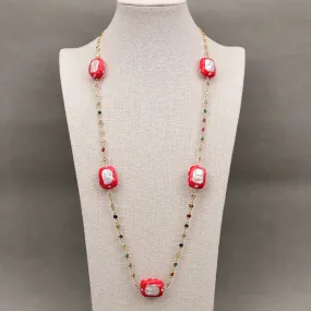 Natural White Keshi Pearl CZ Long Necklace