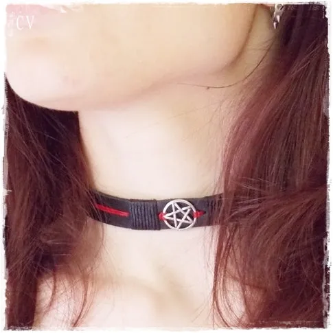 Pentacle Leather Choker