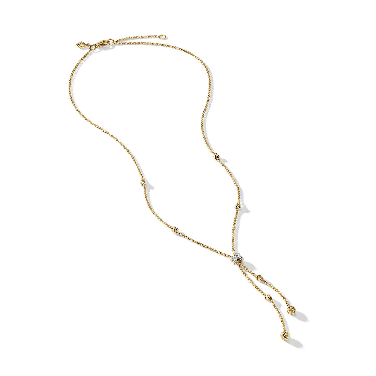 Petite Helena Y Necklace in 18K Yellow Gold with Diamonds