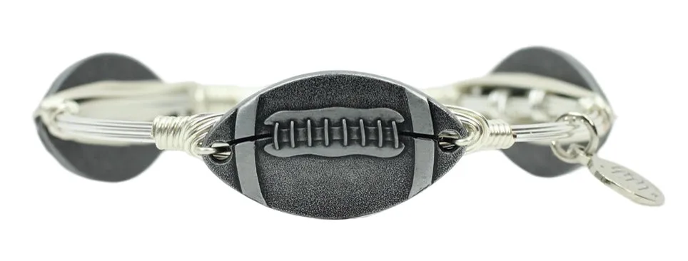 Pewter Football Bangle Bracelet