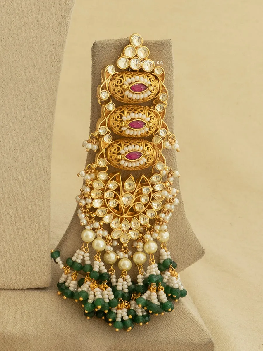 Pink Color Gold Plated Jadau Kundan Bridal Necklace Set - MS1715YP