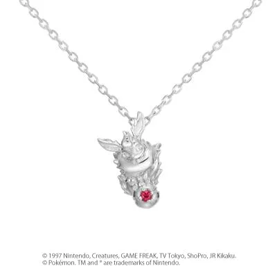 [Pokémon]Flareon & Pokéball necklace K18 white gold