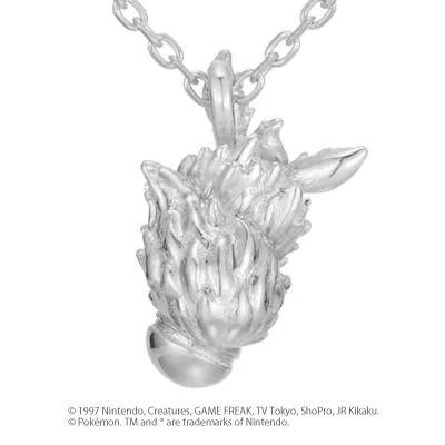 [Pokémon]Flareon & Pokéball necklace K18 white gold