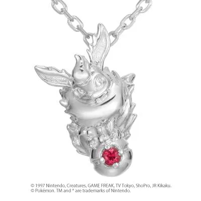 [Pokémon]Flareon & Pokéball necklace K18 white gold