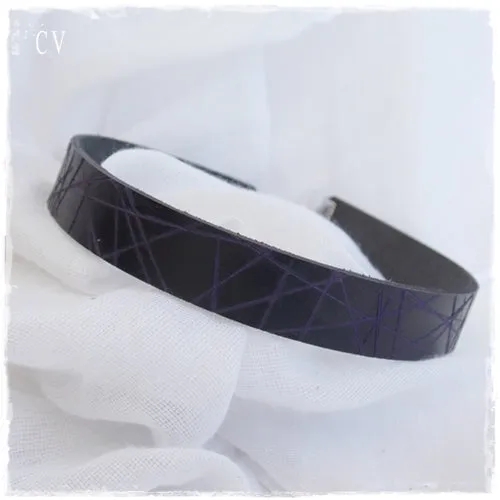 Pyrography Black Leather Choker
