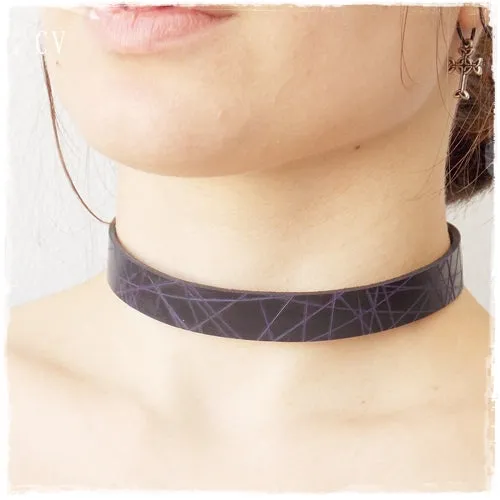 Pyrography Black Leather Choker