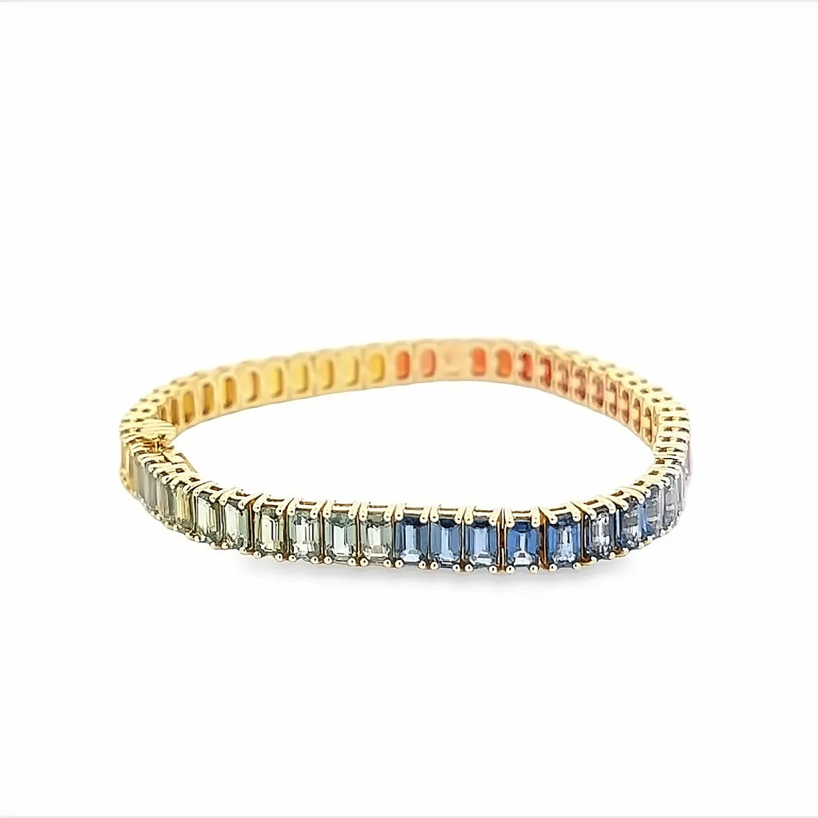 Rainbow Sapphire Baguette Tennis Bracelet