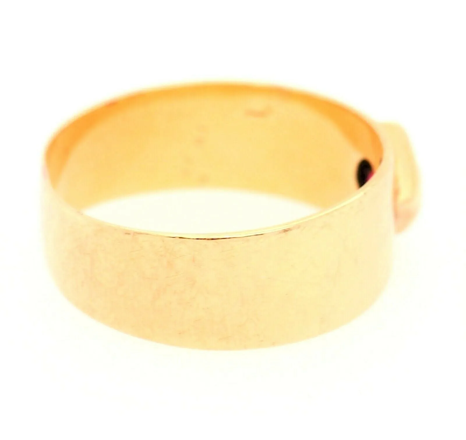 Ruby & 18ct Yellow Gold Wide Band Ring - Fine Vintage Jewellery - Size P 1/2