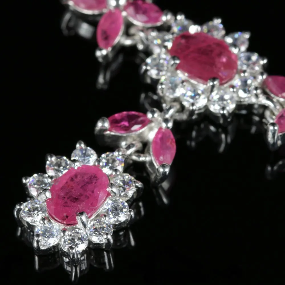 Ruby And Paste Silver Necklace