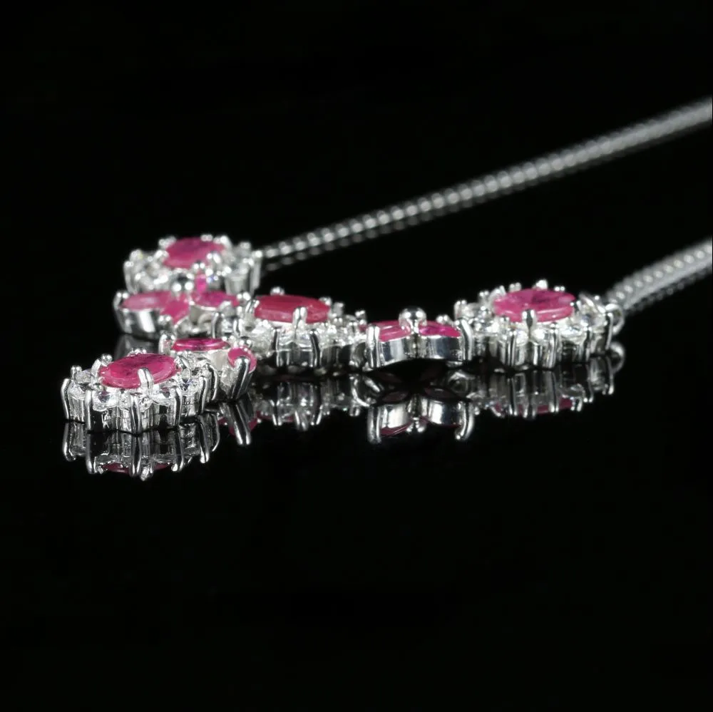 Ruby And Paste Silver Necklace