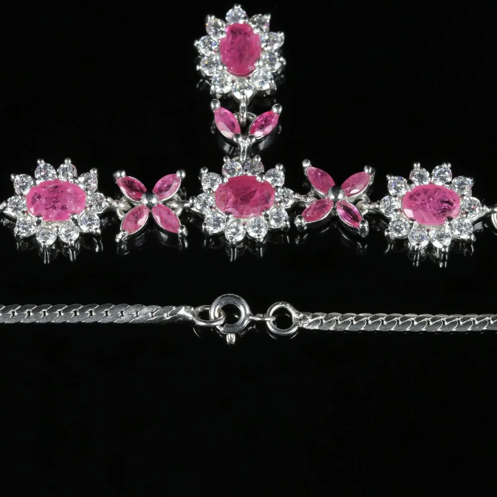 Ruby And Paste Silver Necklace