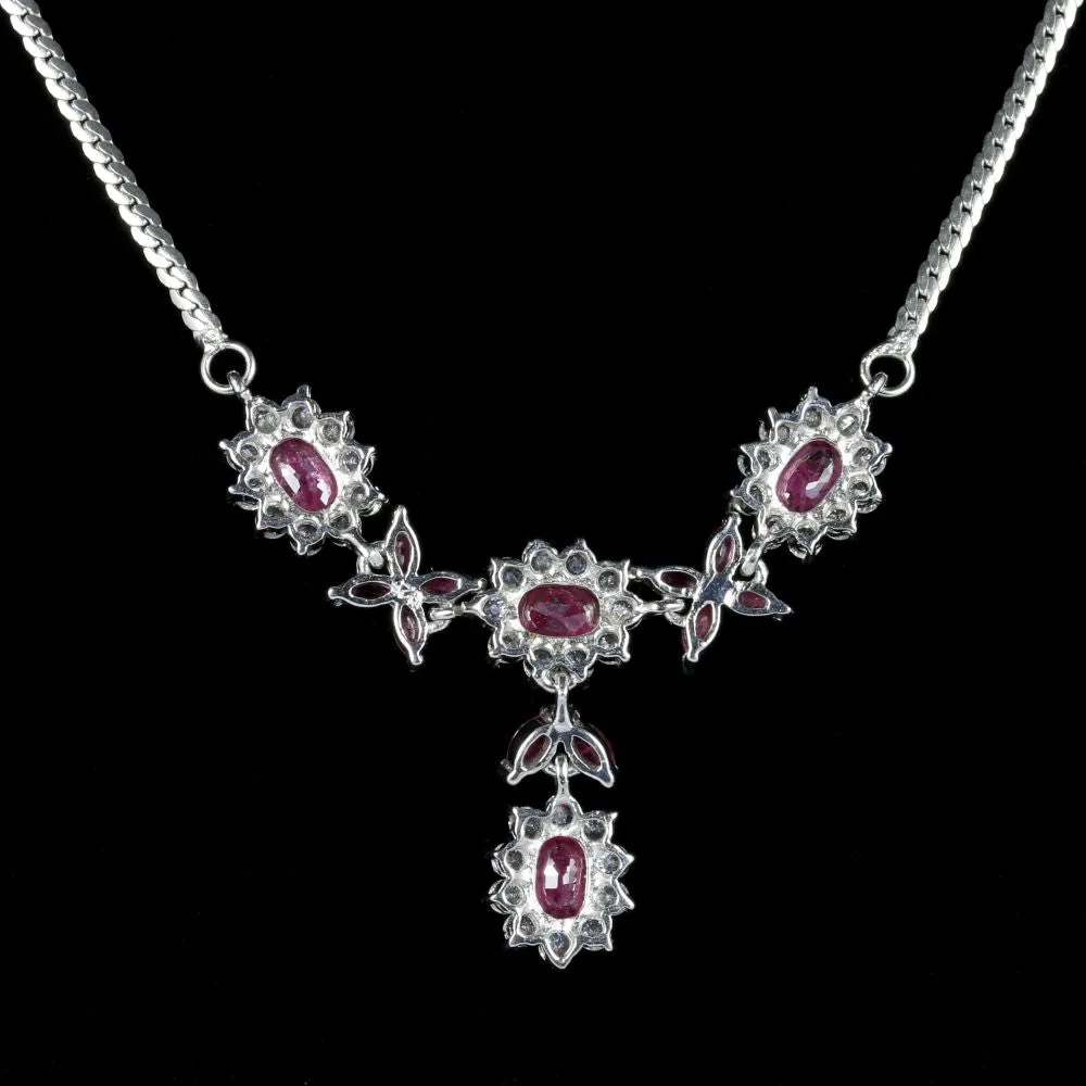 Ruby And Paste Silver Necklace
