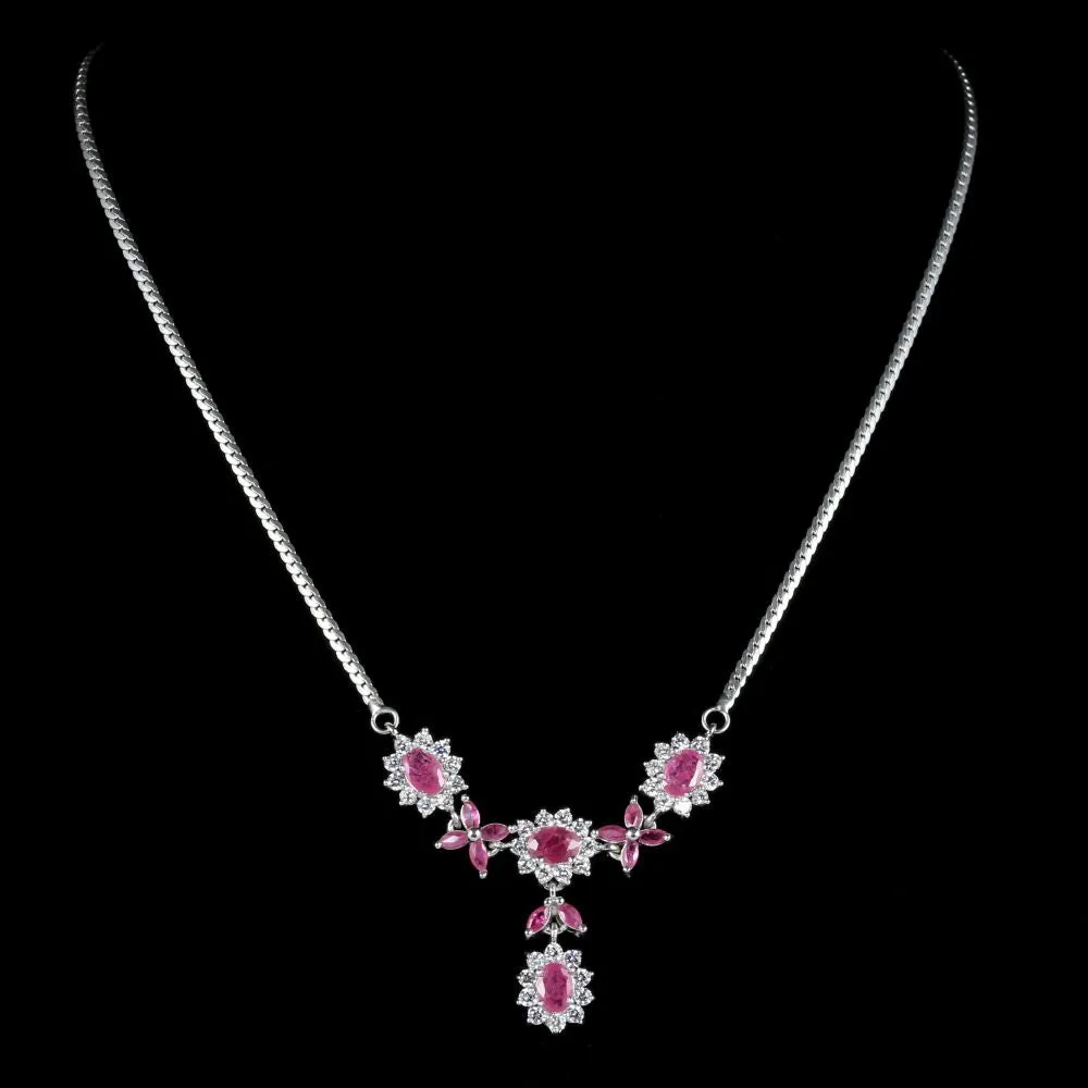 Ruby And Paste Silver Necklace