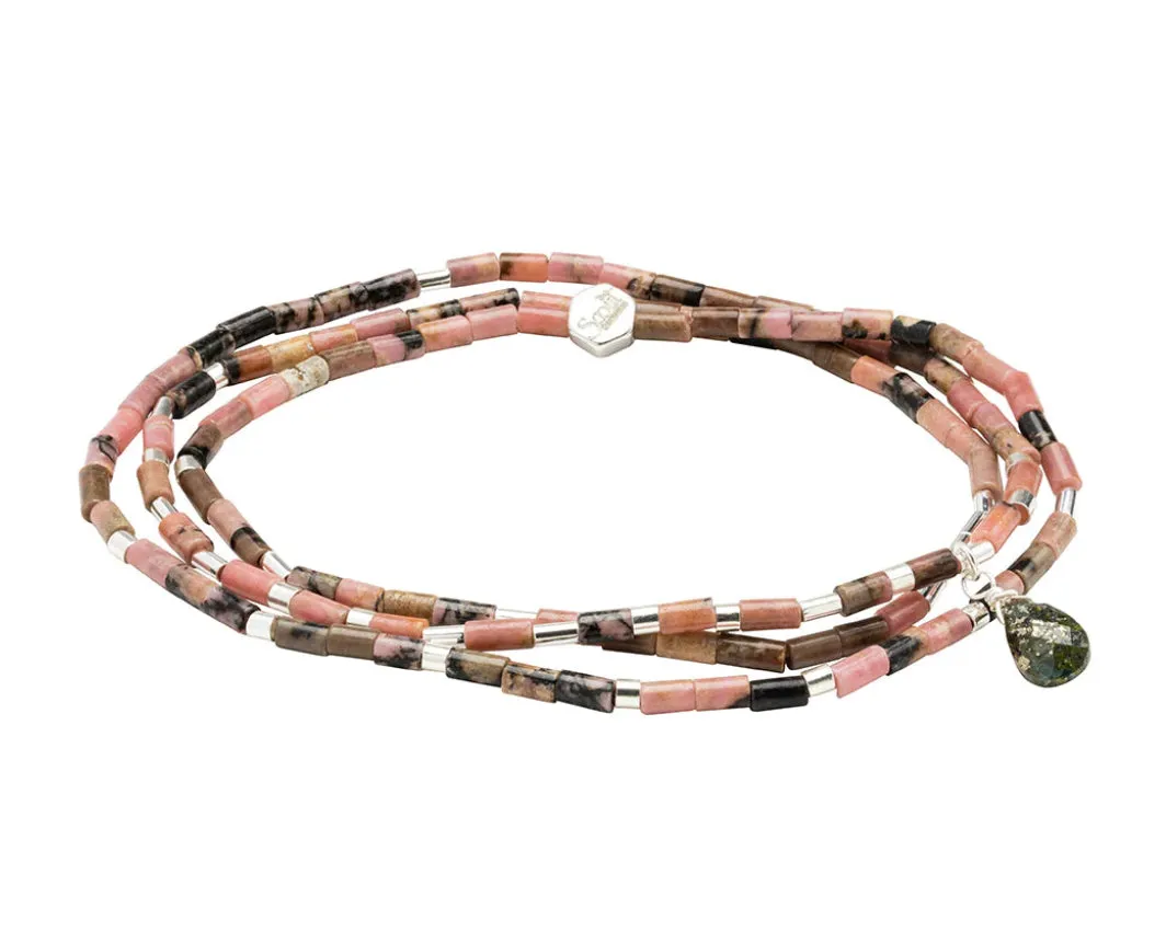 Scout Teardrop Stone Wrap Rhodonite / Pyrite - Stone Of Healing