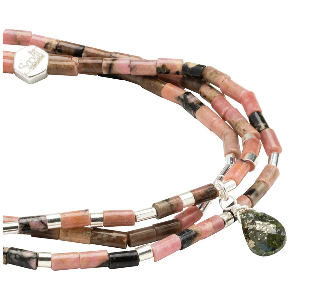 Scout Teardrop Stone Wrap Rhodonite / Pyrite - Stone Of Healing