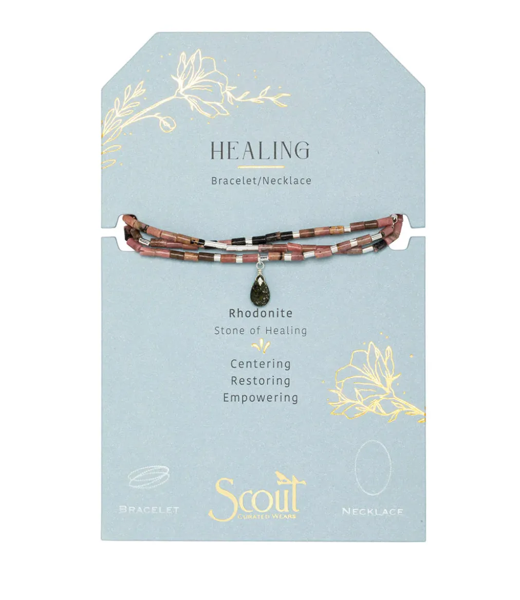 Scout Teardrop Stone Wrap Rhodonite / Pyrite - Stone Of Healing