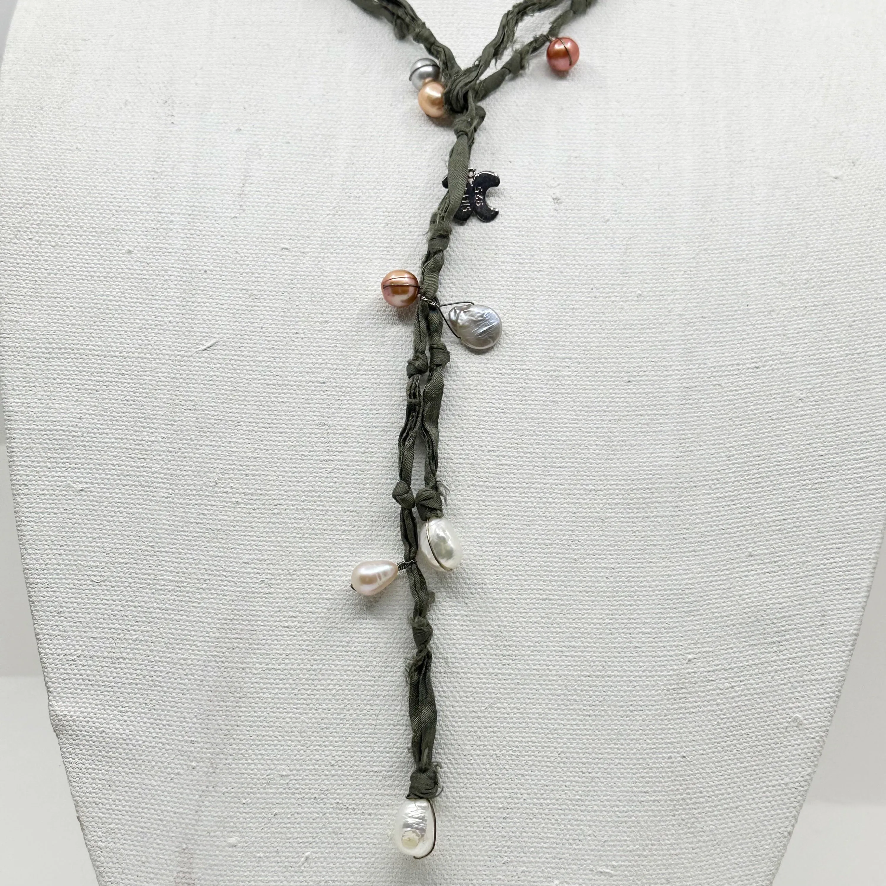 Silk Sterling silver freshwater pearl necklace