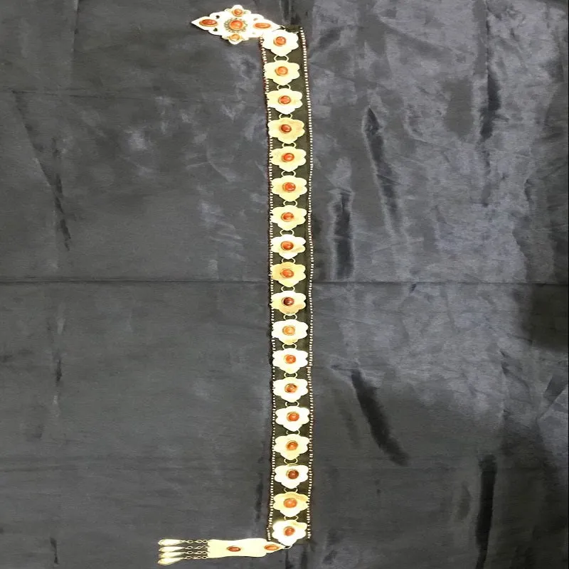 Silver Kuchi Turkman Belt With Brown Glass Stones