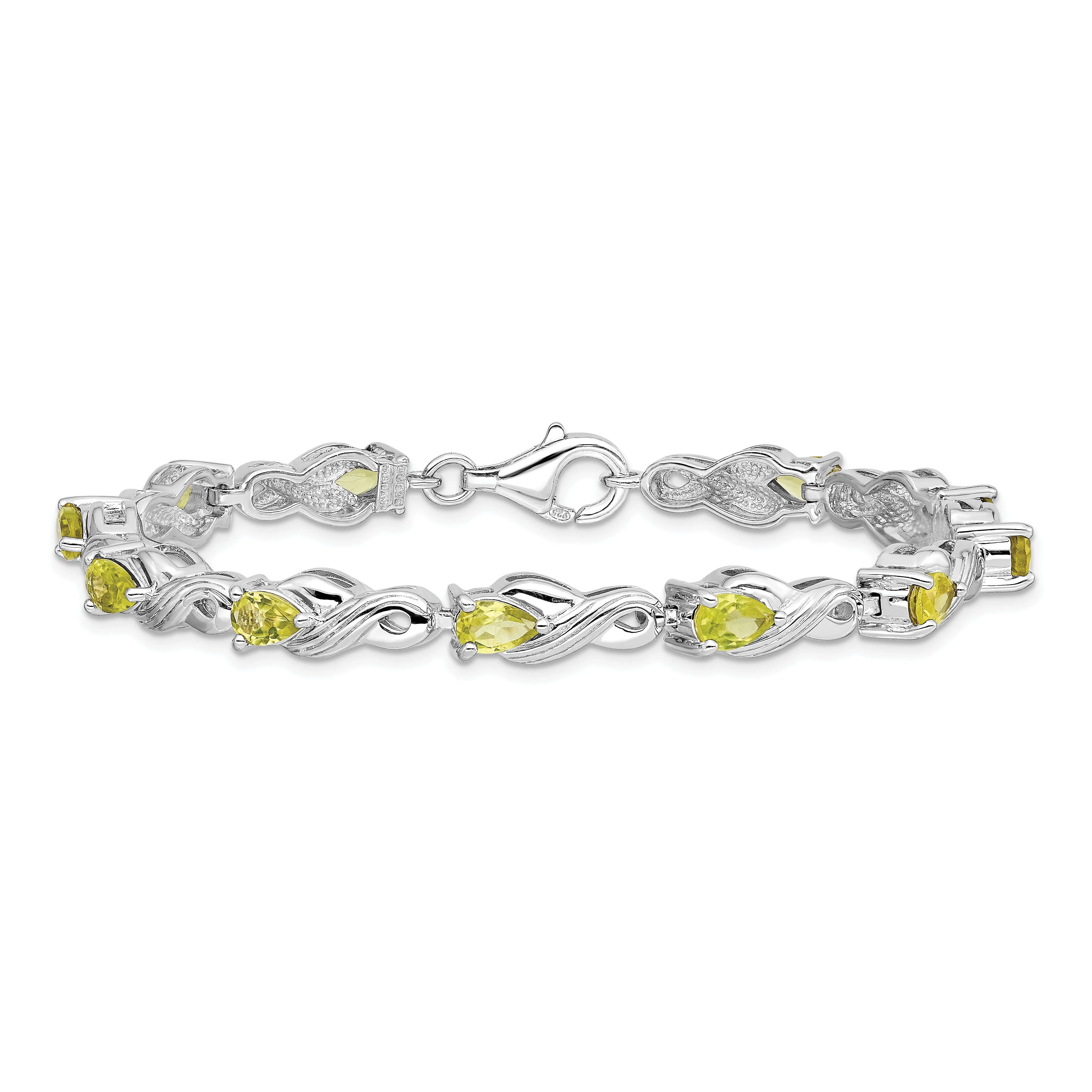 Silver Polish Finish Peridot Gemstone Bracelet