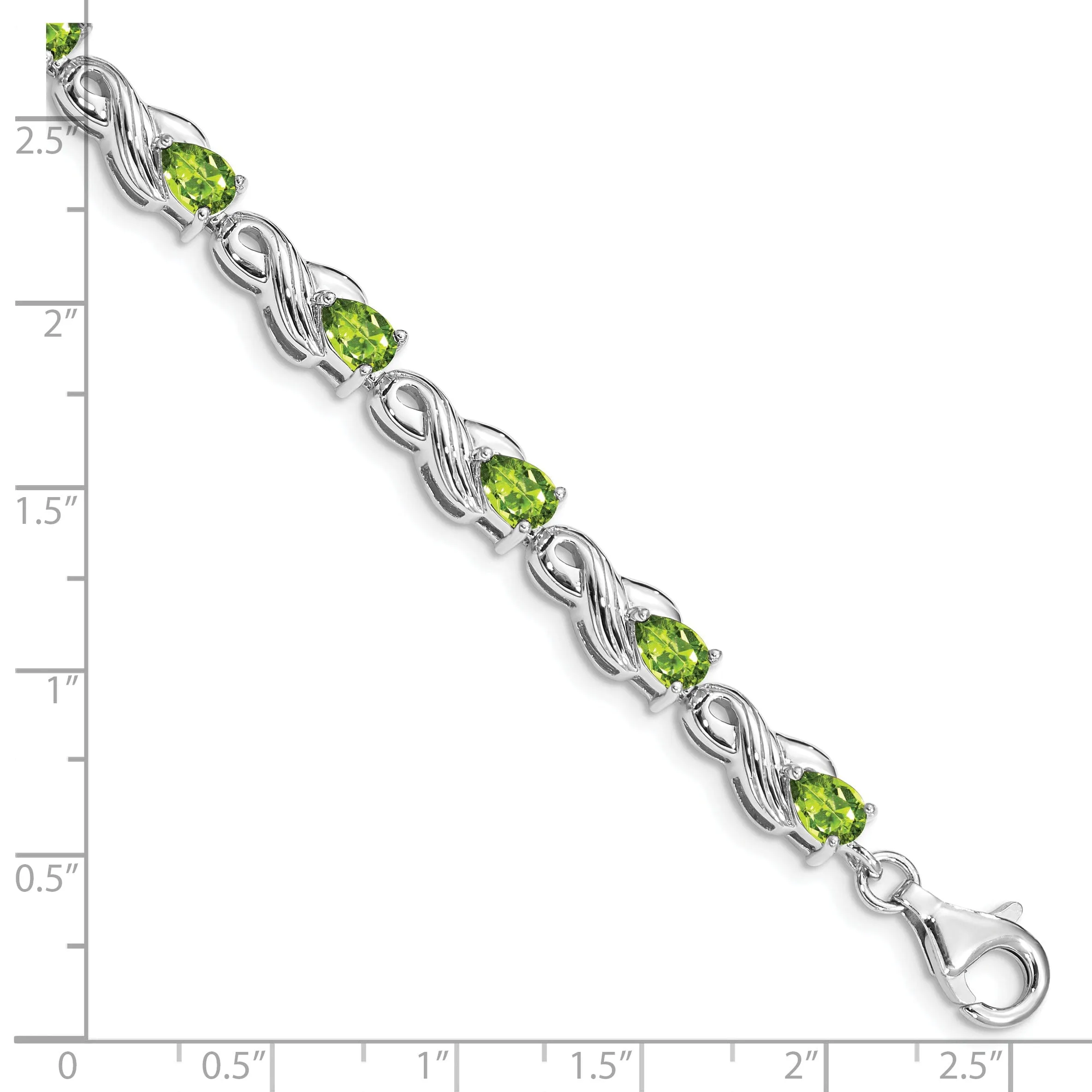 Silver Polish Finish Peridot Gemstone Bracelet