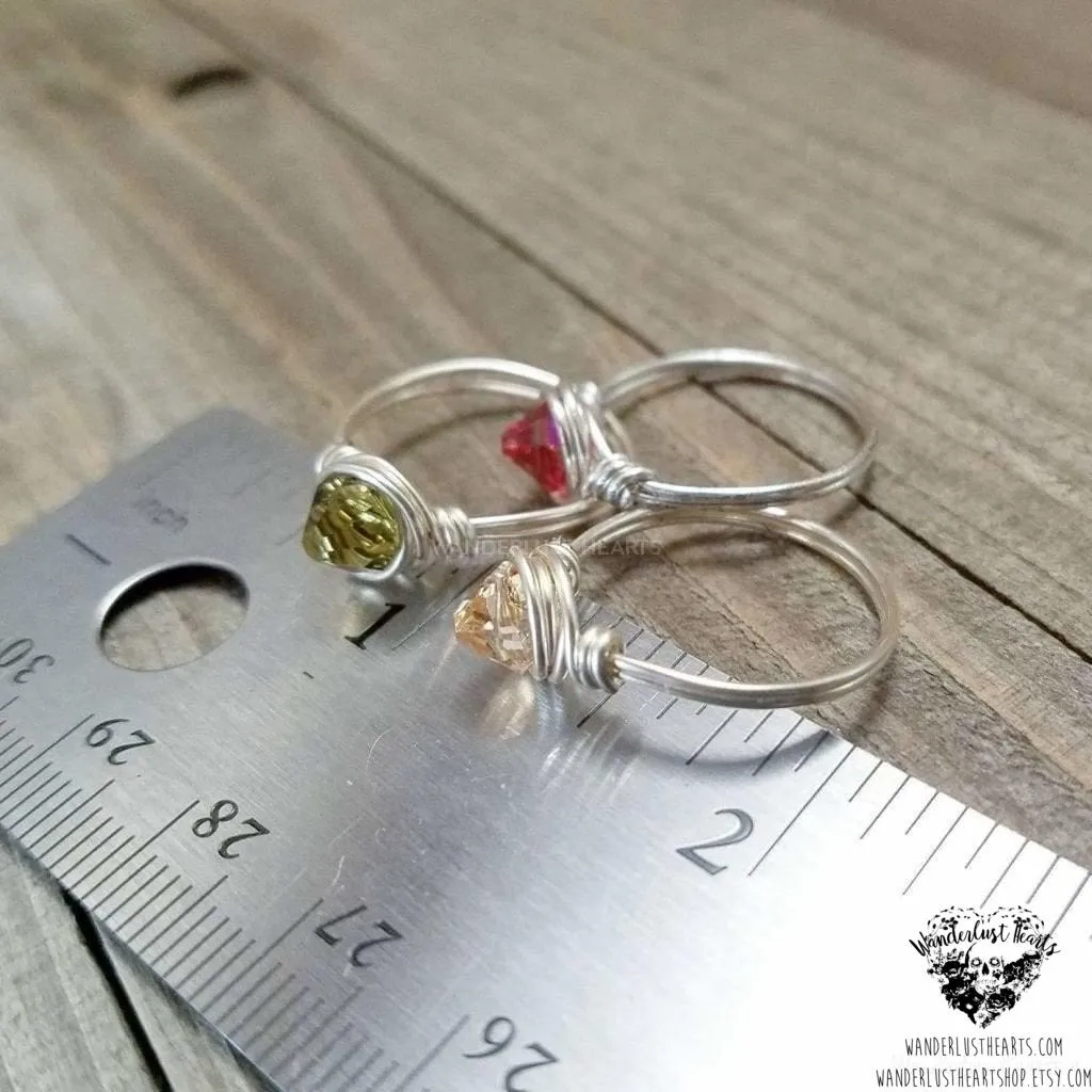 Solitaire crystal spike ring set