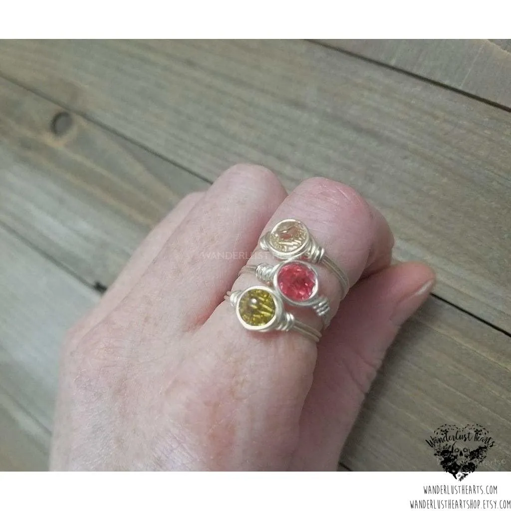 Solitaire crystal spike ring set