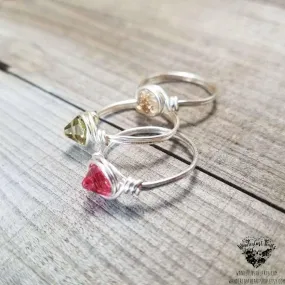 Solitaire crystal spike ring set