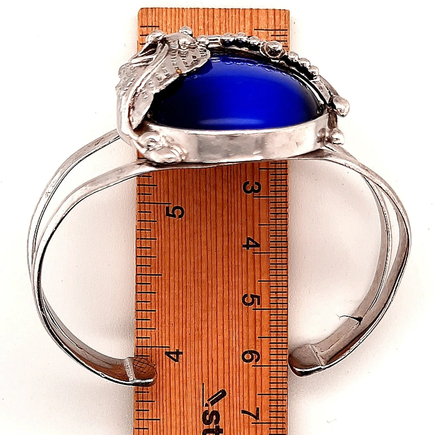 Sterling Silver & Blue Glass Cuff Bangle