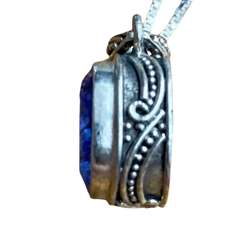 Sterling Silver And Oval Tanzanite Necklace