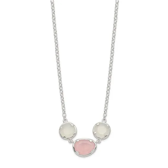 Sterling Silver White and Pink Chalcedony Necklace