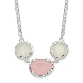 Sterling Silver White and Pink Chalcedony Necklace