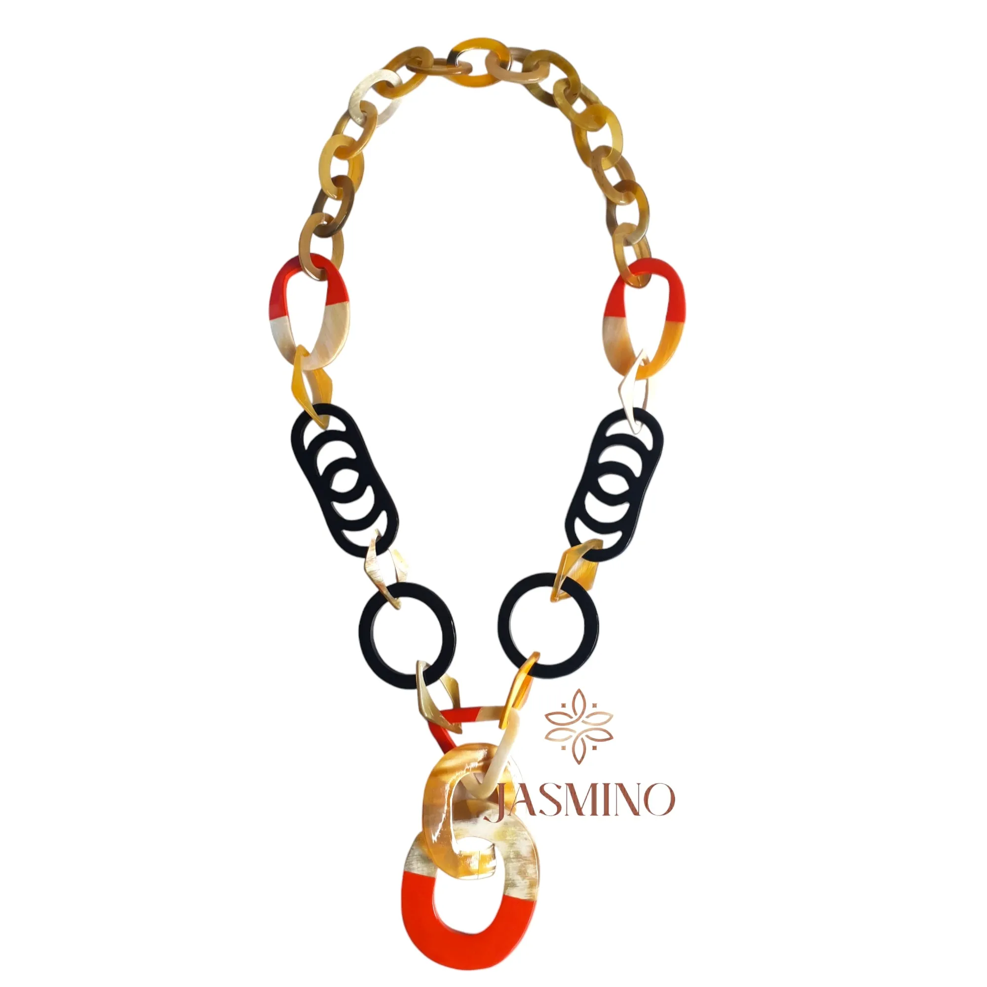 Trendy Handmade Necklace J17659, Made by Buffalo Horn and Lacquer