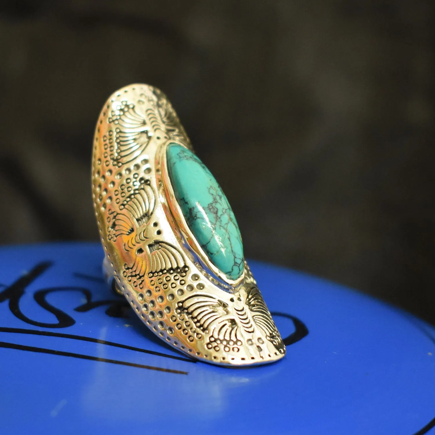 Turquoise Butterfly Detailed Ring (925) Sterling Silver