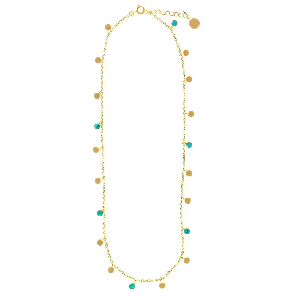 TURQUOISE GOLD DISK NECKLACE