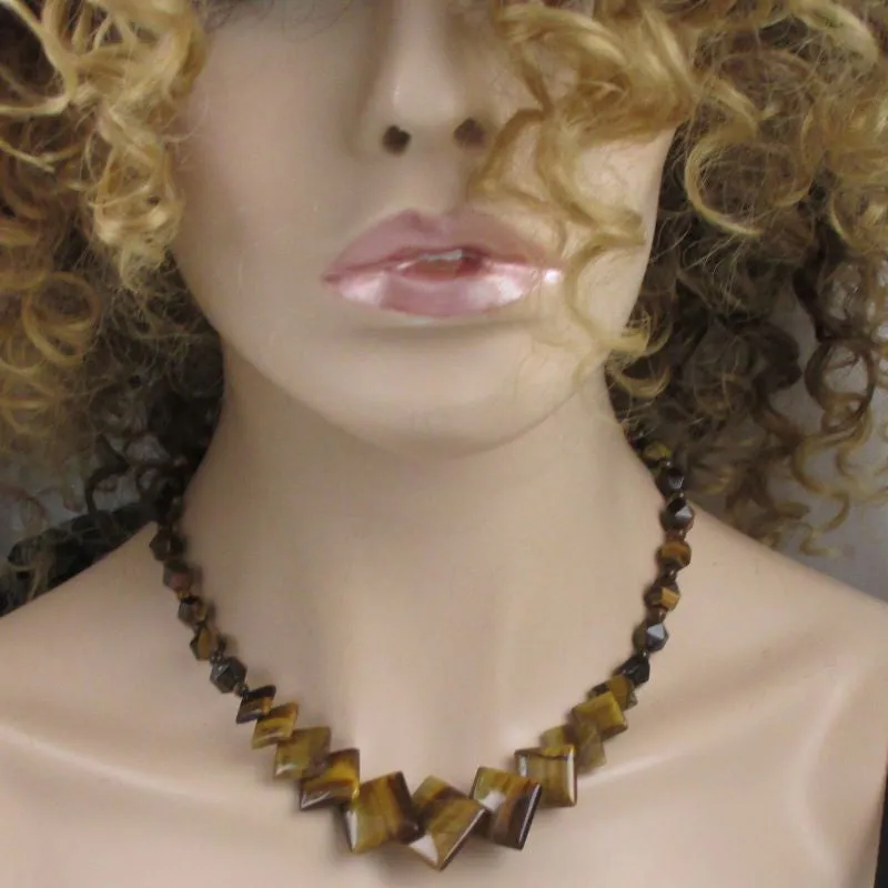 Unique Tiger Eye Necklace & Earrings Set