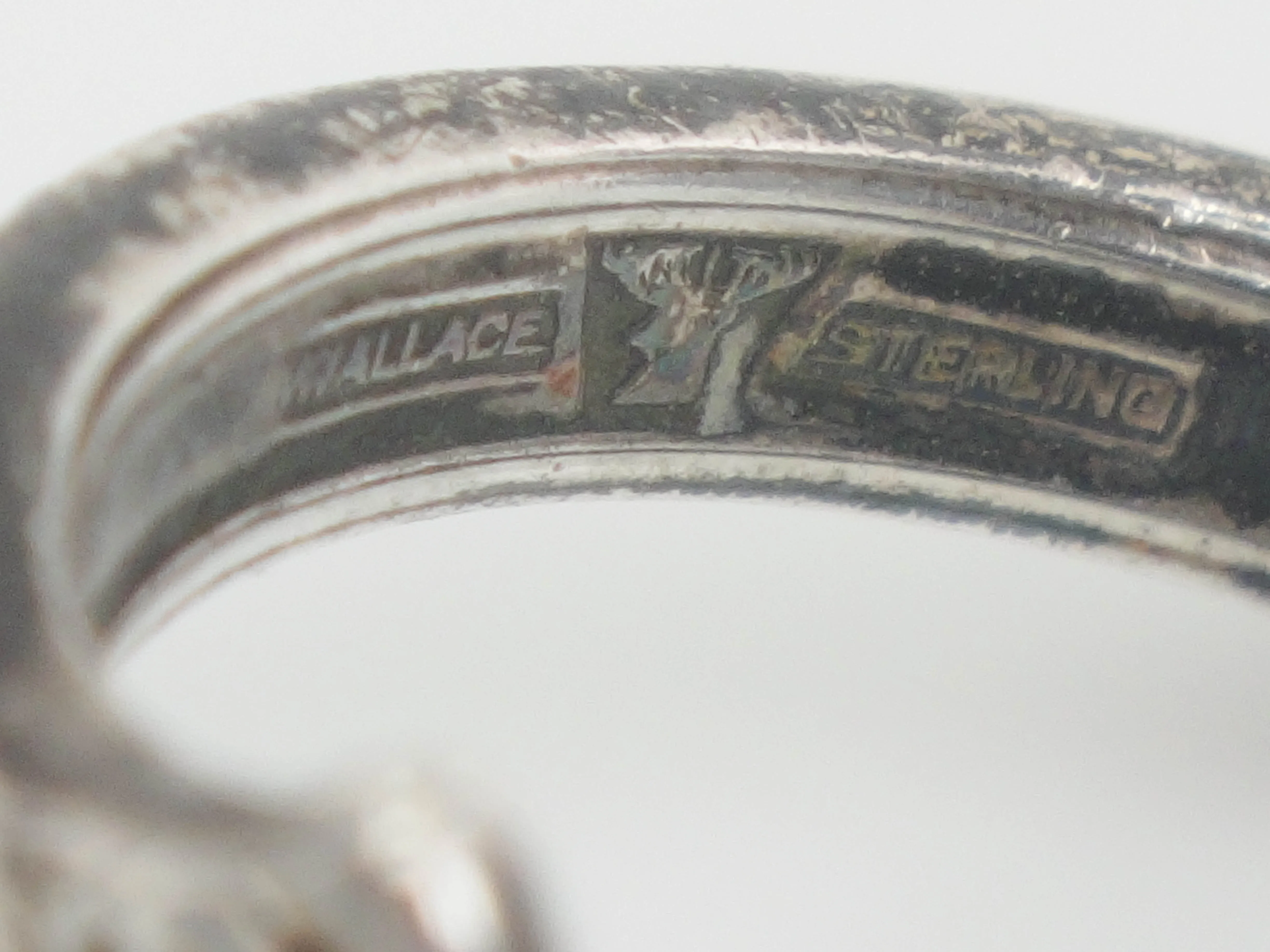 Vintage Wallace Rose Point Sterling Silver Spoon Ring with Floral Design