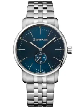Wenger Mens Urban Classic Watch - Stainless Steel - Blue Dial - Bracelet - 100m