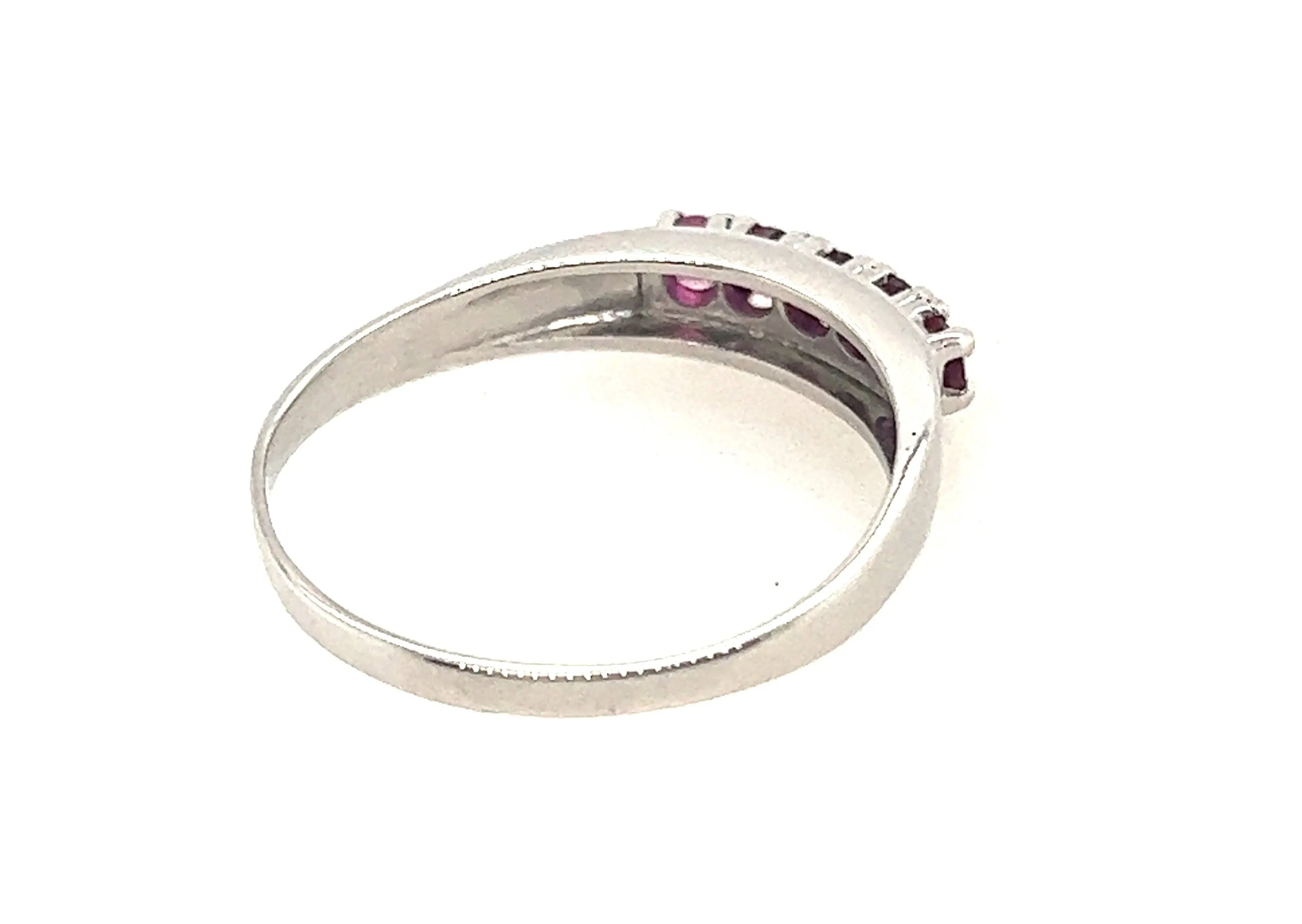 White Gold Ruby Handmade Ring Total Ruby Weight 0.60cts