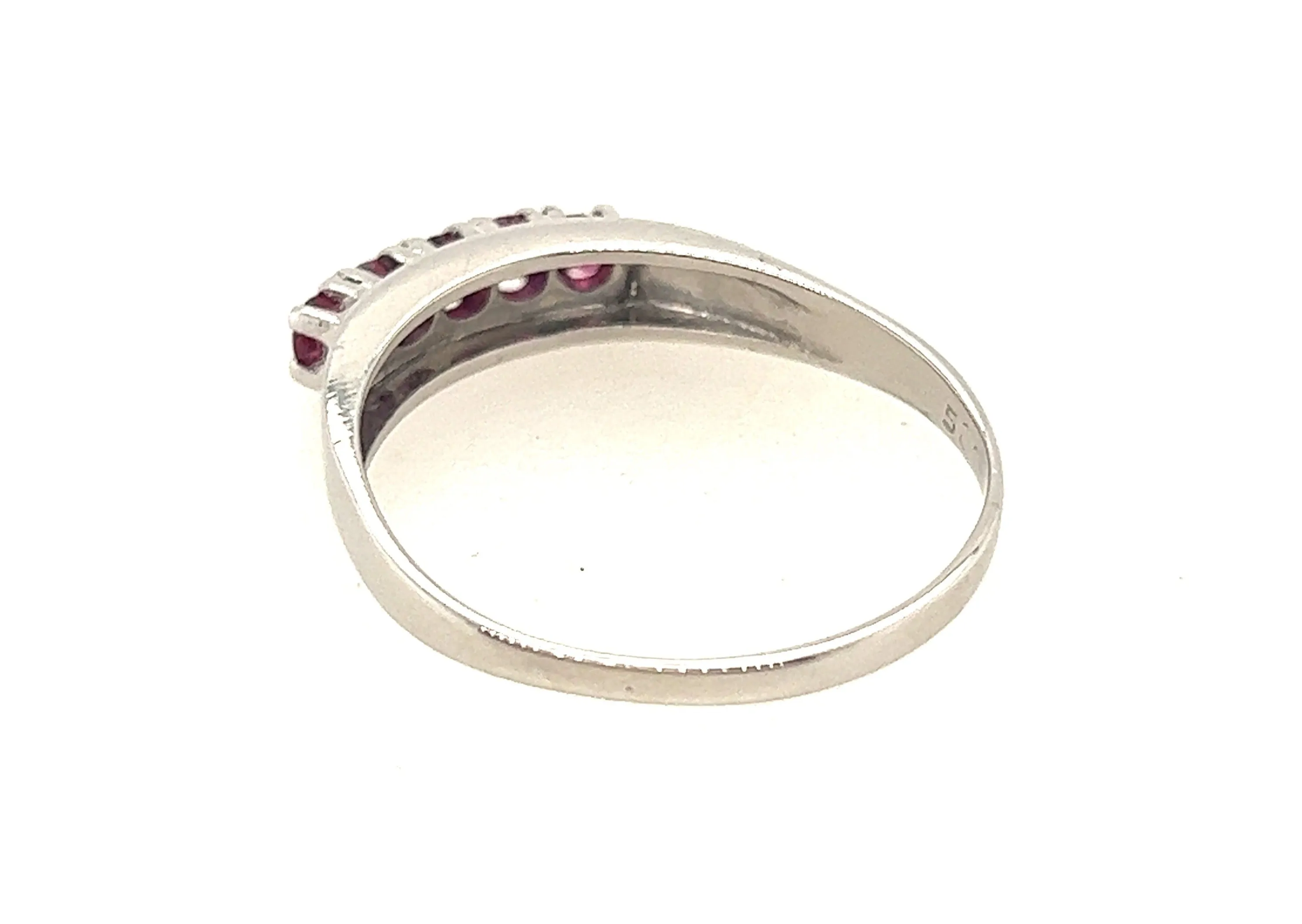 White Gold Ruby Handmade Ring Total Ruby Weight 0.60cts