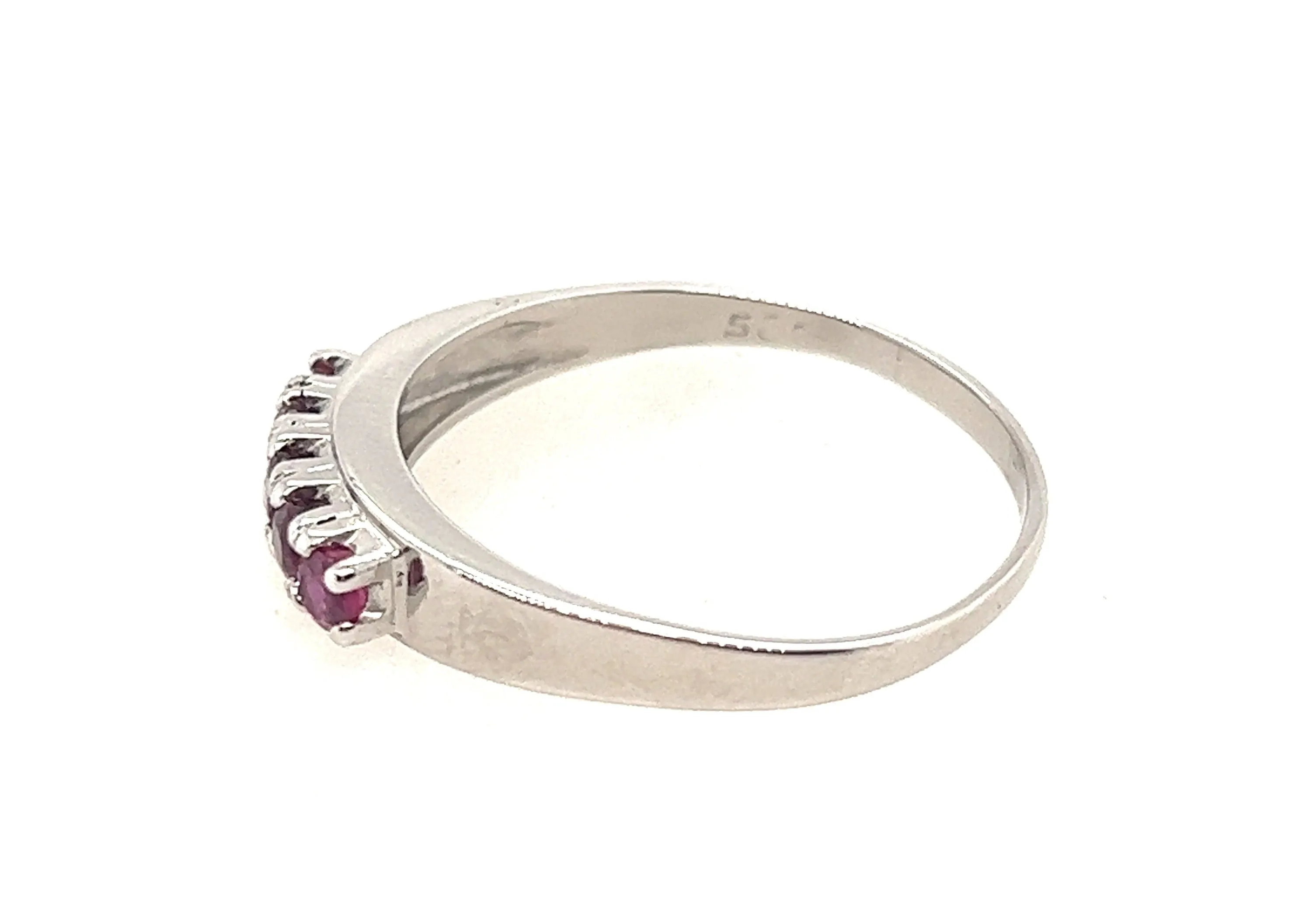 White Gold Ruby Handmade Ring Total Ruby Weight 0.60cts
