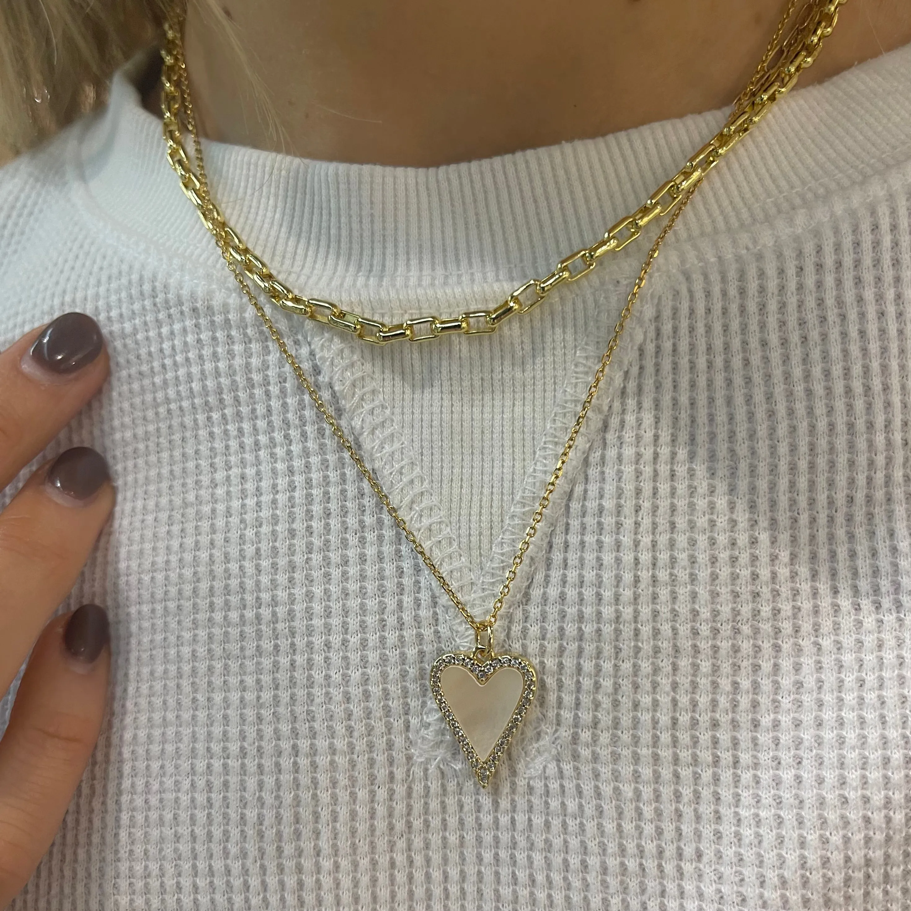 White Shell Heart Adjustable Necklace