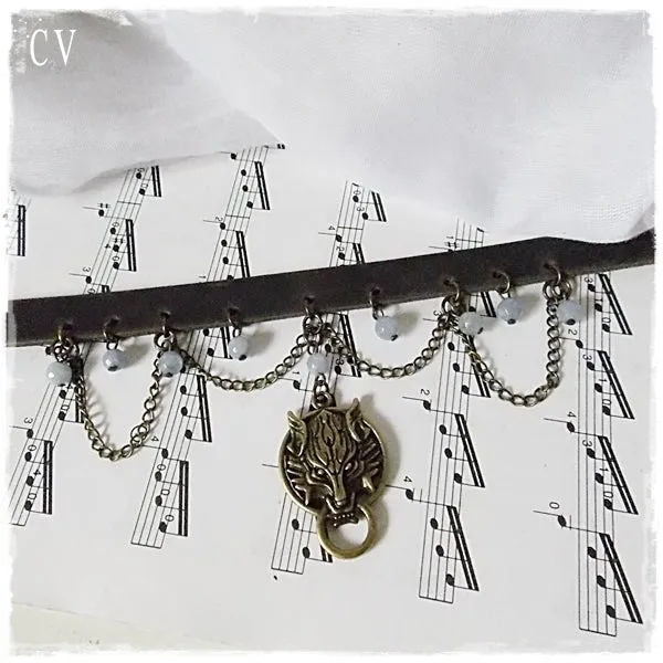 Wolfhead Leather Choker