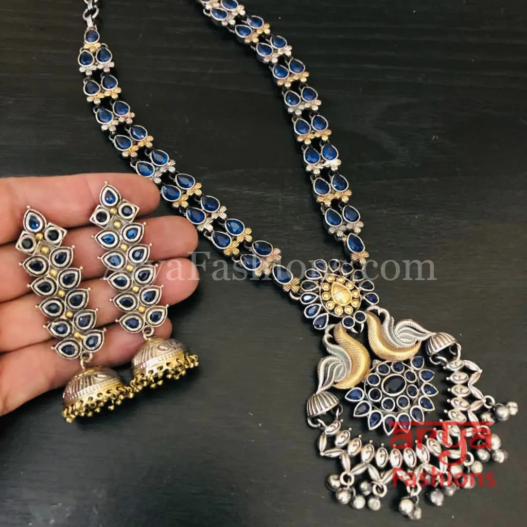 Zaira Red/Green/White Silver and Gold Dual tone Necklace with Ruby Red Cultured Stones